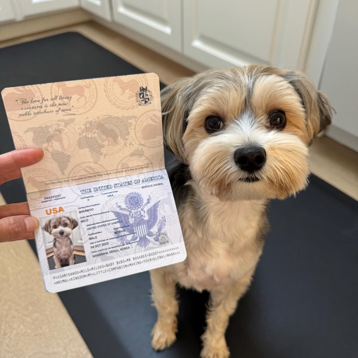 Priority Pets Pet Travel Passport with a dog named Milo